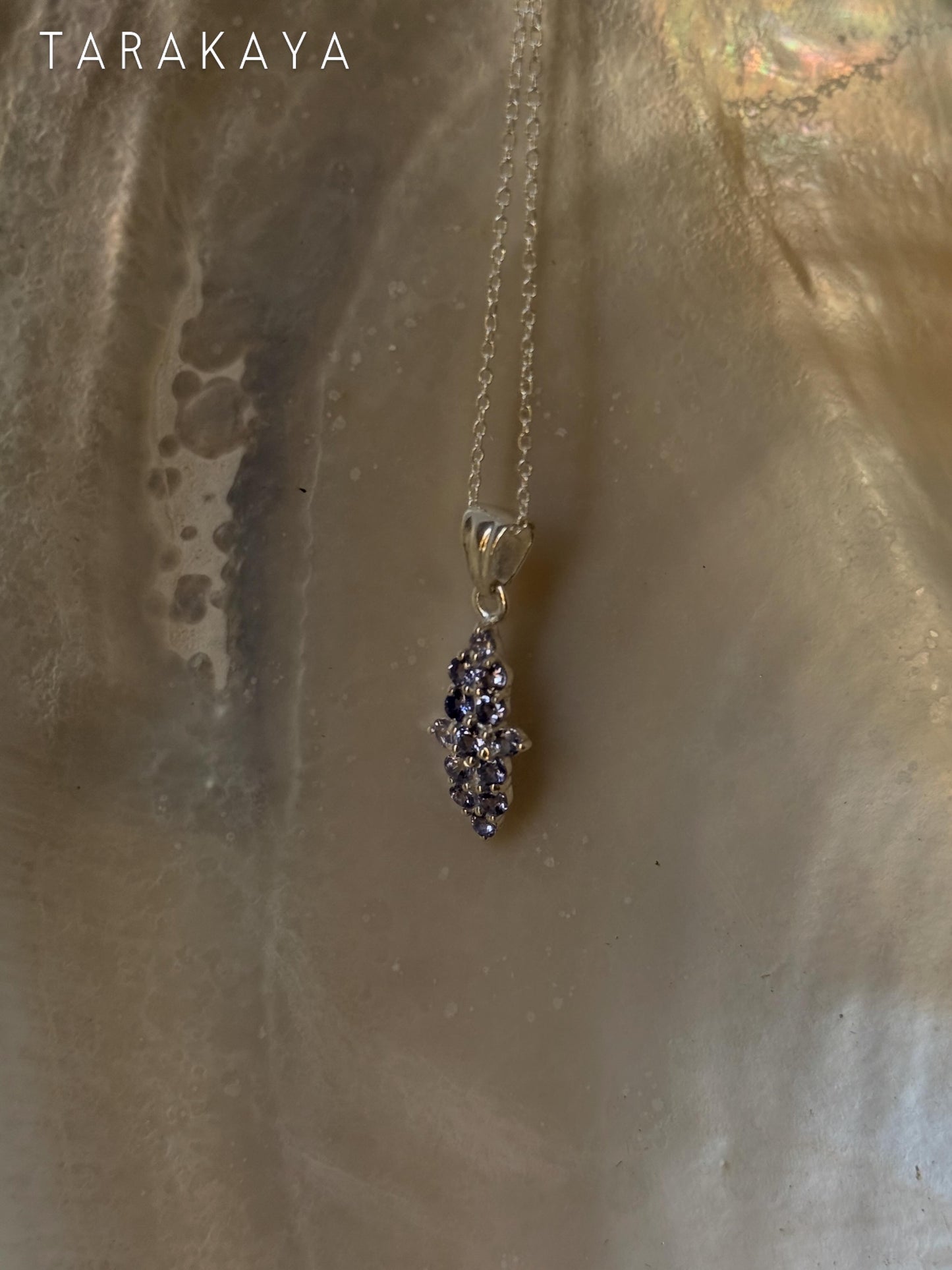 925 Sterling Silver Tanzanite long Flower Statement Pendant