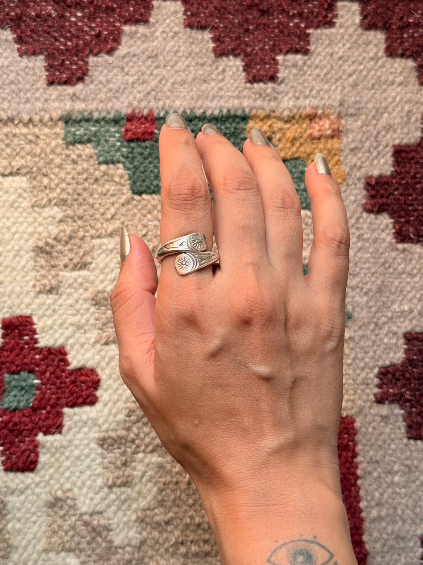 925 Sterling Silver Bohemian Hill Tribe Handcrafted Adjustable Ring