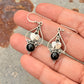 925 Sterling Silver Black Onyx Pear Leaf Rustic Handcrafted Hook Earrings