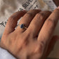 925 sterling silver Iolite ring with Victorian detailing