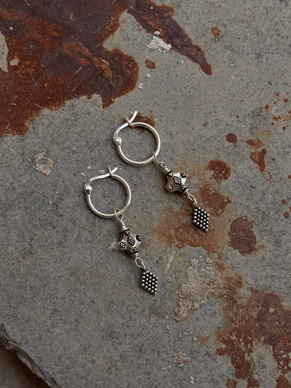 925 Sterling Silver Handcrafted Tribal Rawa Hoops Mandali Earrings