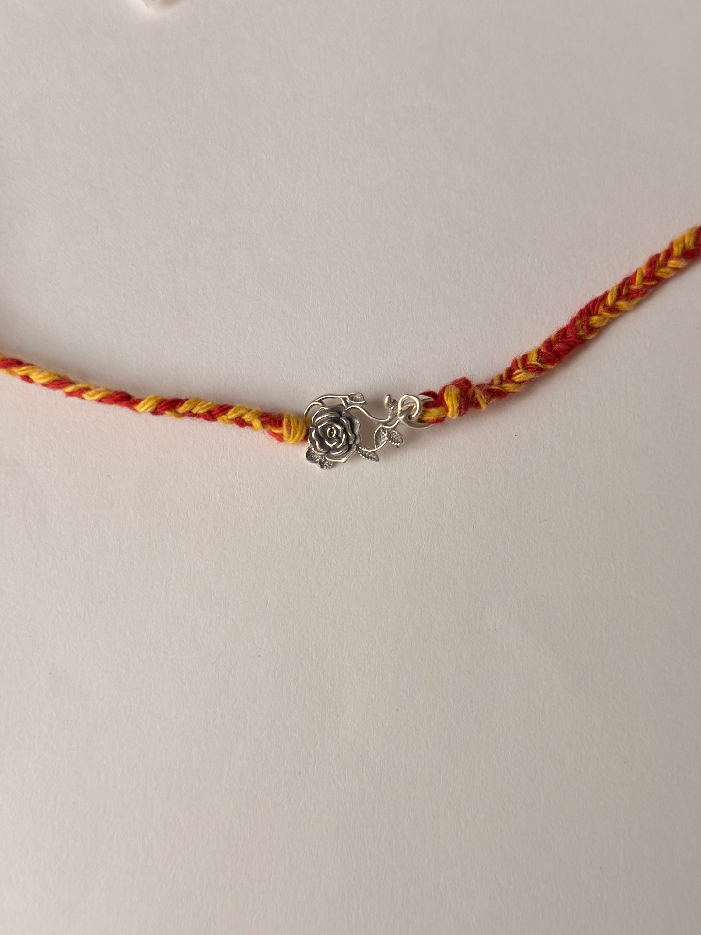 925 Sterling Silver Vintage Rose Reusable as Pendant Handcrafted Rakhi