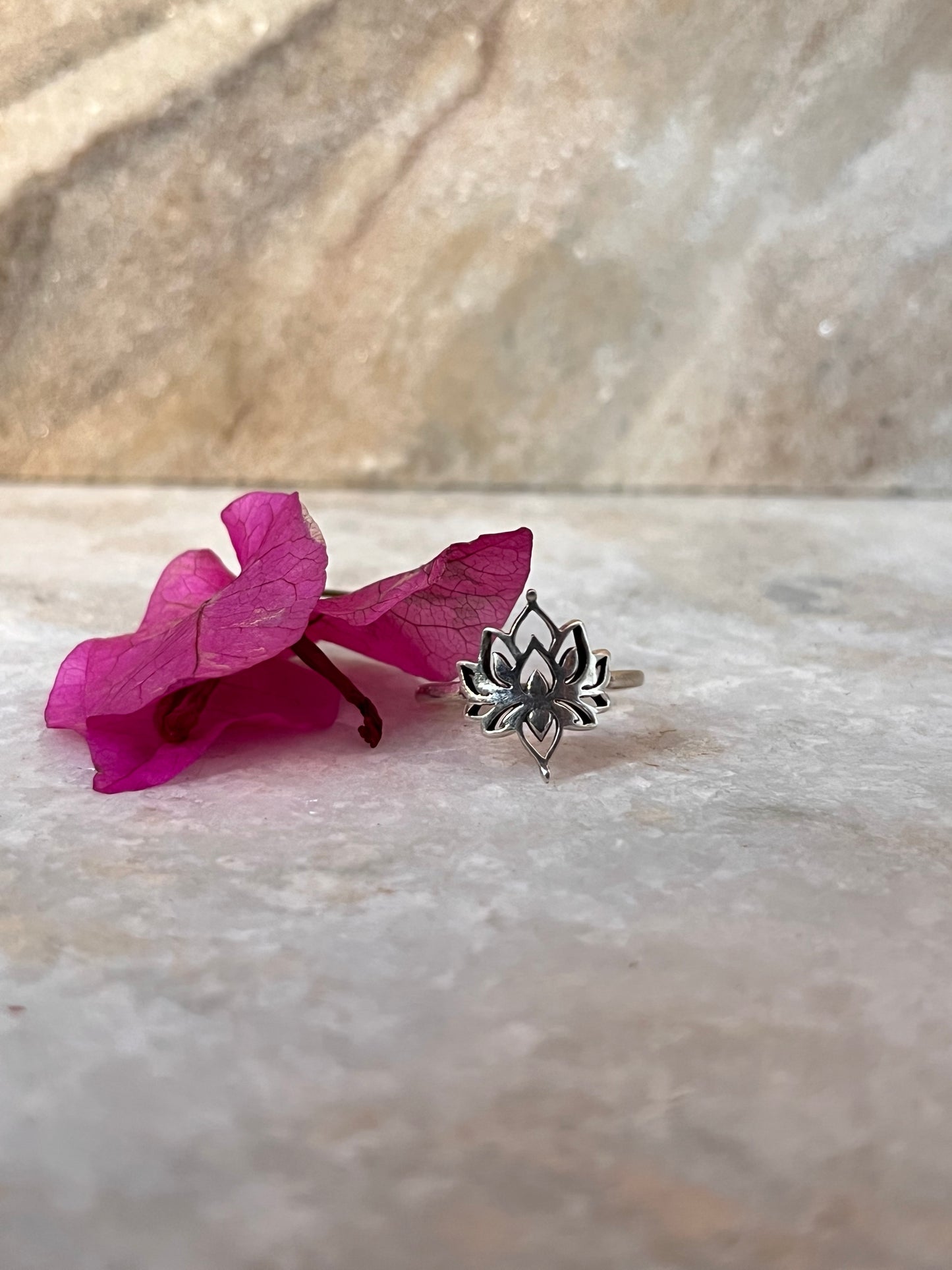 Small Divine Lotus 925 Sterling Silver Ring