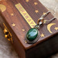 925 Sterling Silver Malachite Oval &  Peridot Round Faceted Handcrafted One of a Kind Pendant