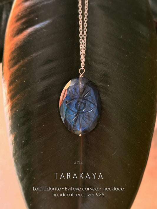 925 Sterling Silver Labradorite Evil Eye Handcrafted Necklace