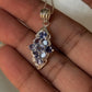925 Sterling Silver Tanzanite leaf Flower Statement Pendant