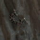 Handcrafted multi-tourmaline silver earrings with dual chain design