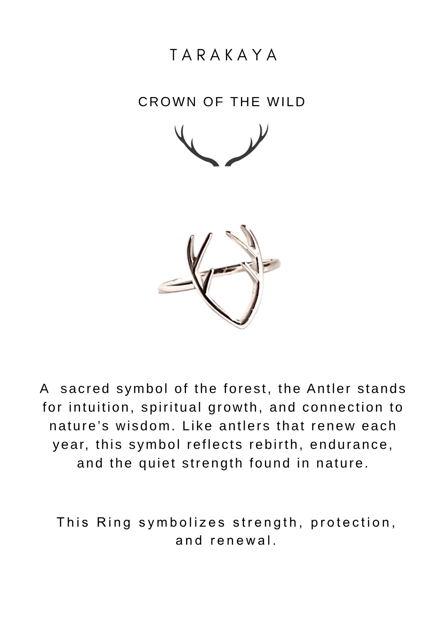 925 Sterling Silver Deer Antler Forest Inspired Ring