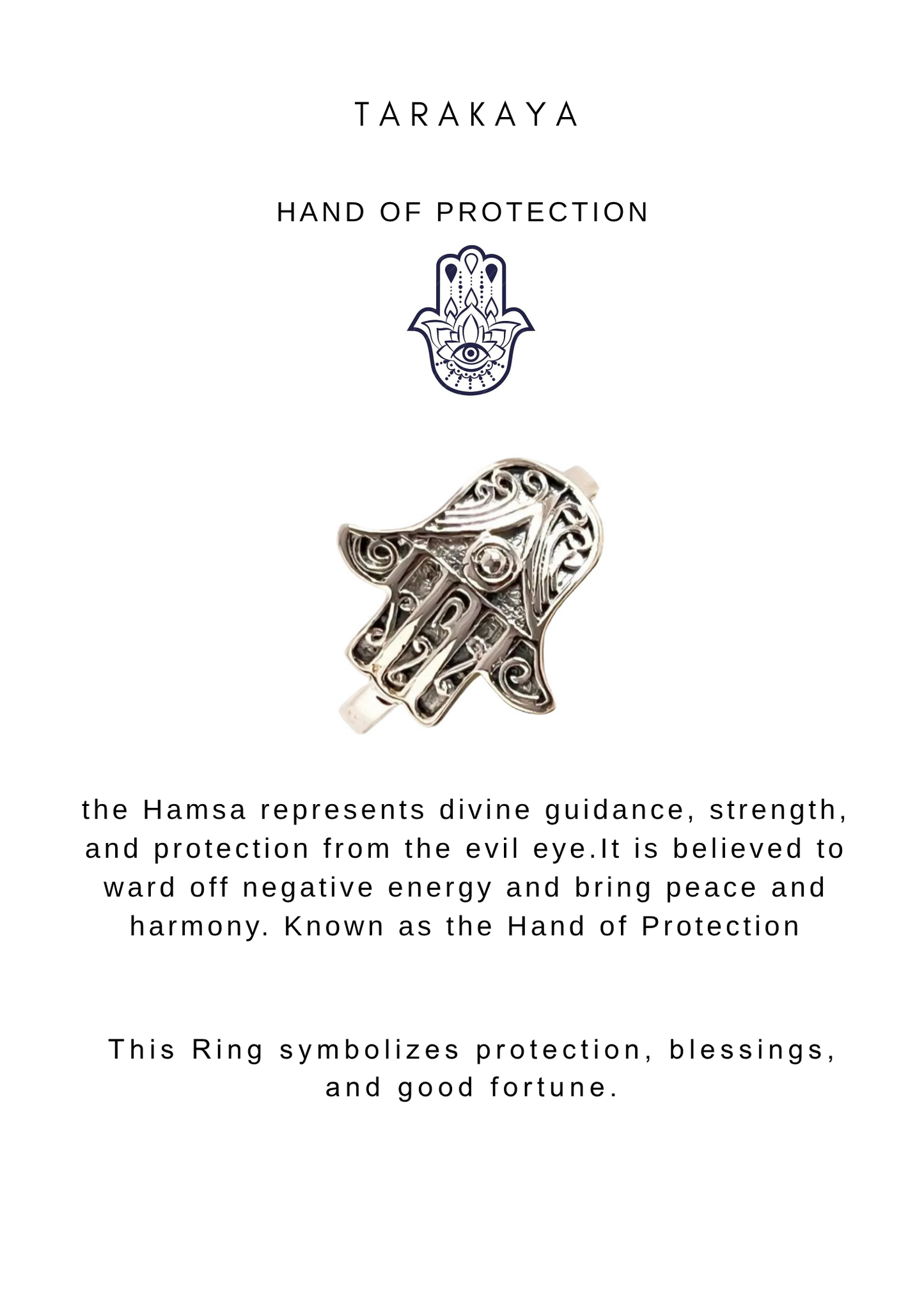 925 Sterling Silver Hamsa Boho Ring