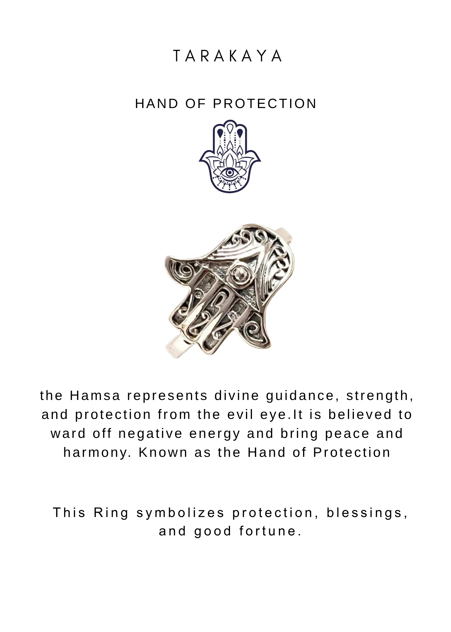925 Sterling Silver Hamsa Boho Ring