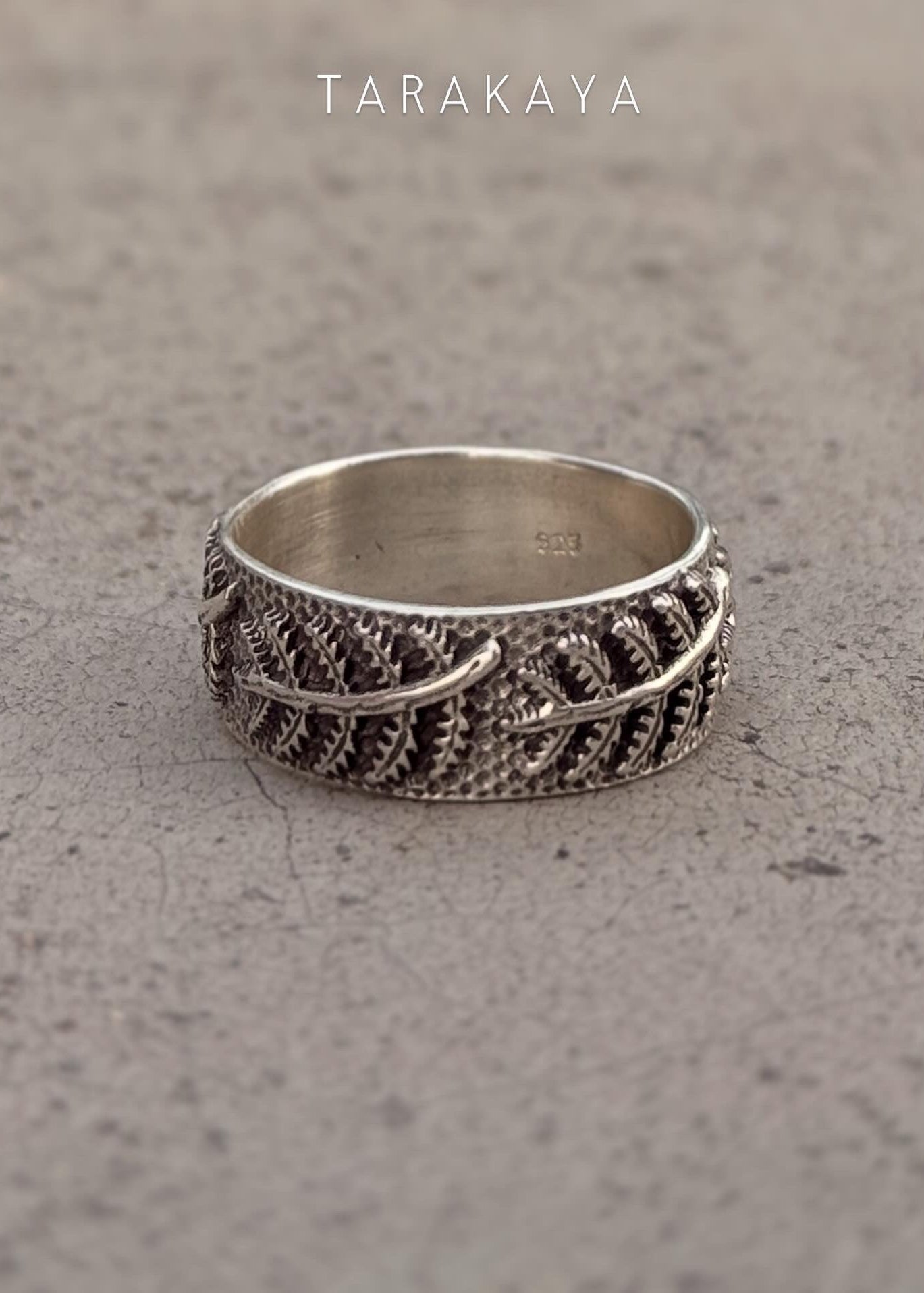 925 Sterling Silver Forest Fern Band Ring
