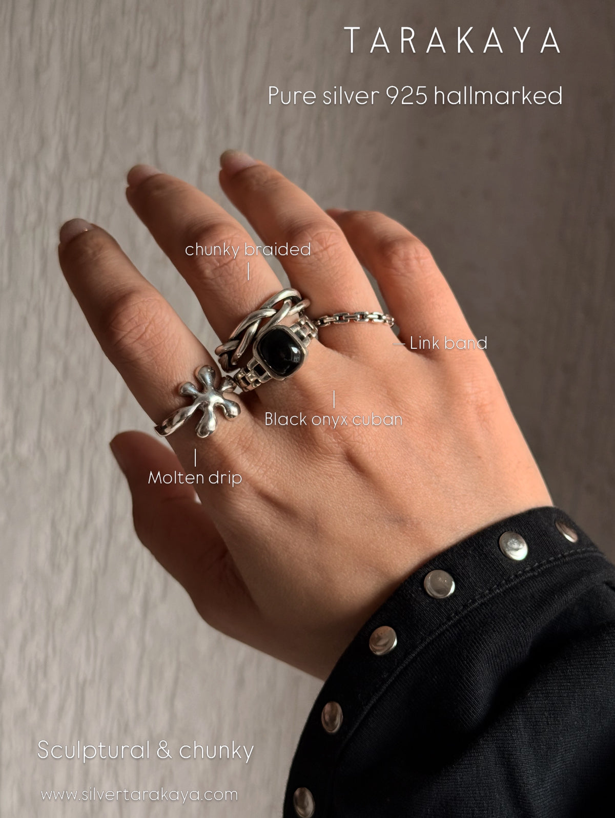 925 Sterling Silver Thin Link Stack Band Ring