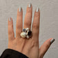 925 Sterling Silver Fresh Water Pearls & Smokey Quartz Cluster Statement Ring