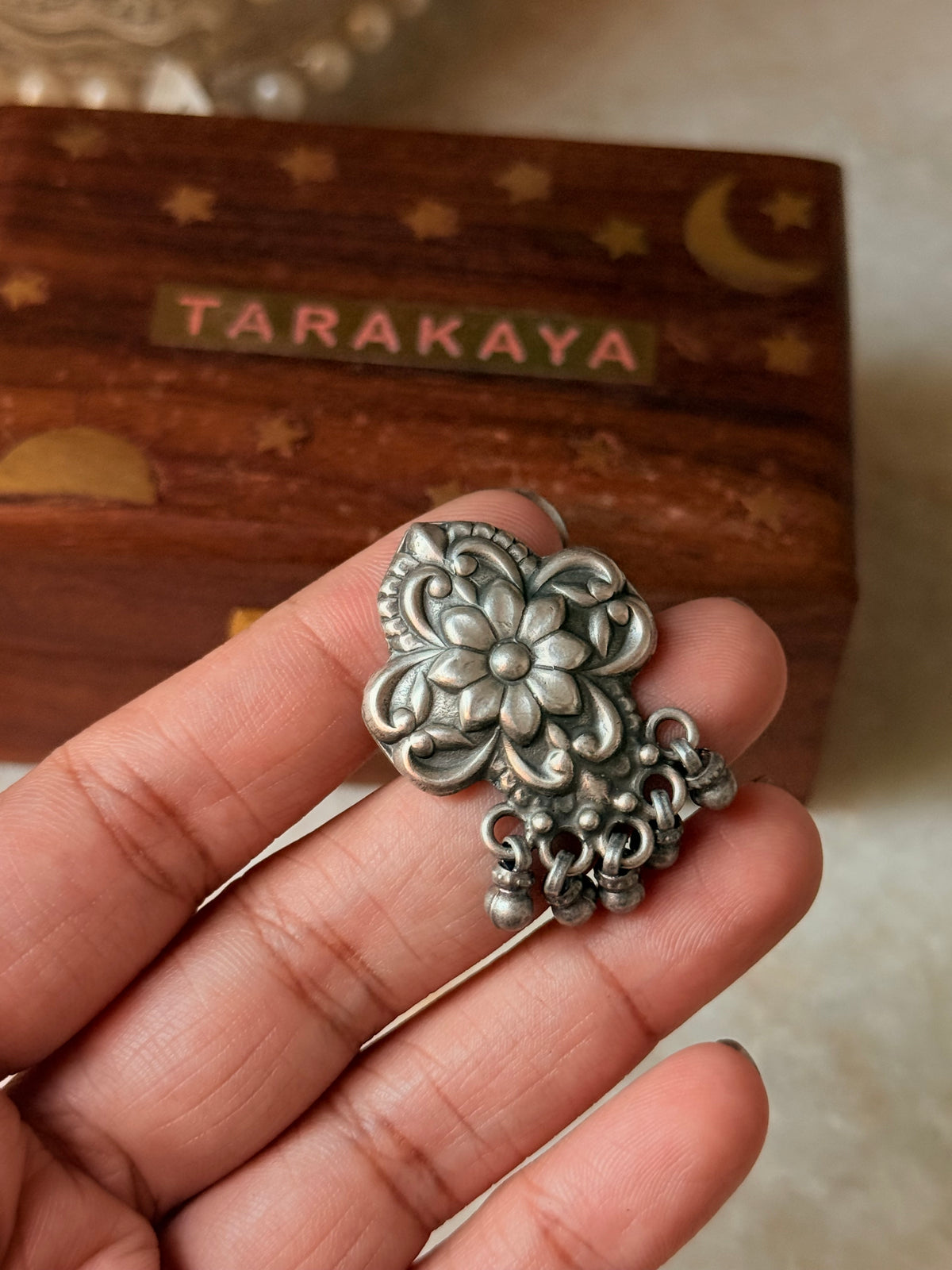 925 Sterling Silver Antique Ghungroo Handcrafted Adjustable Ring
