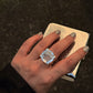 925 Sterling Silver Clear Quartz Solitaire Round Chunky Statement Ring