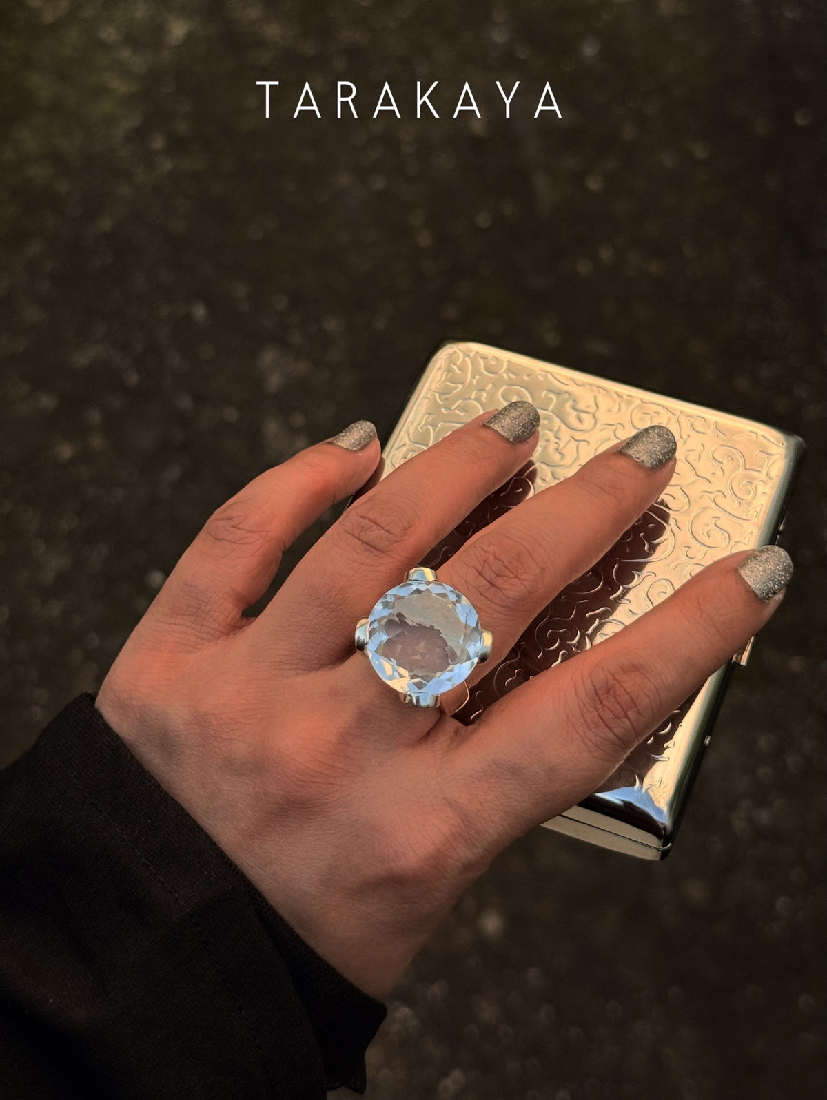 925 Sterling Silver Clear Quartz Solitaire Round Chunky Statement Ring