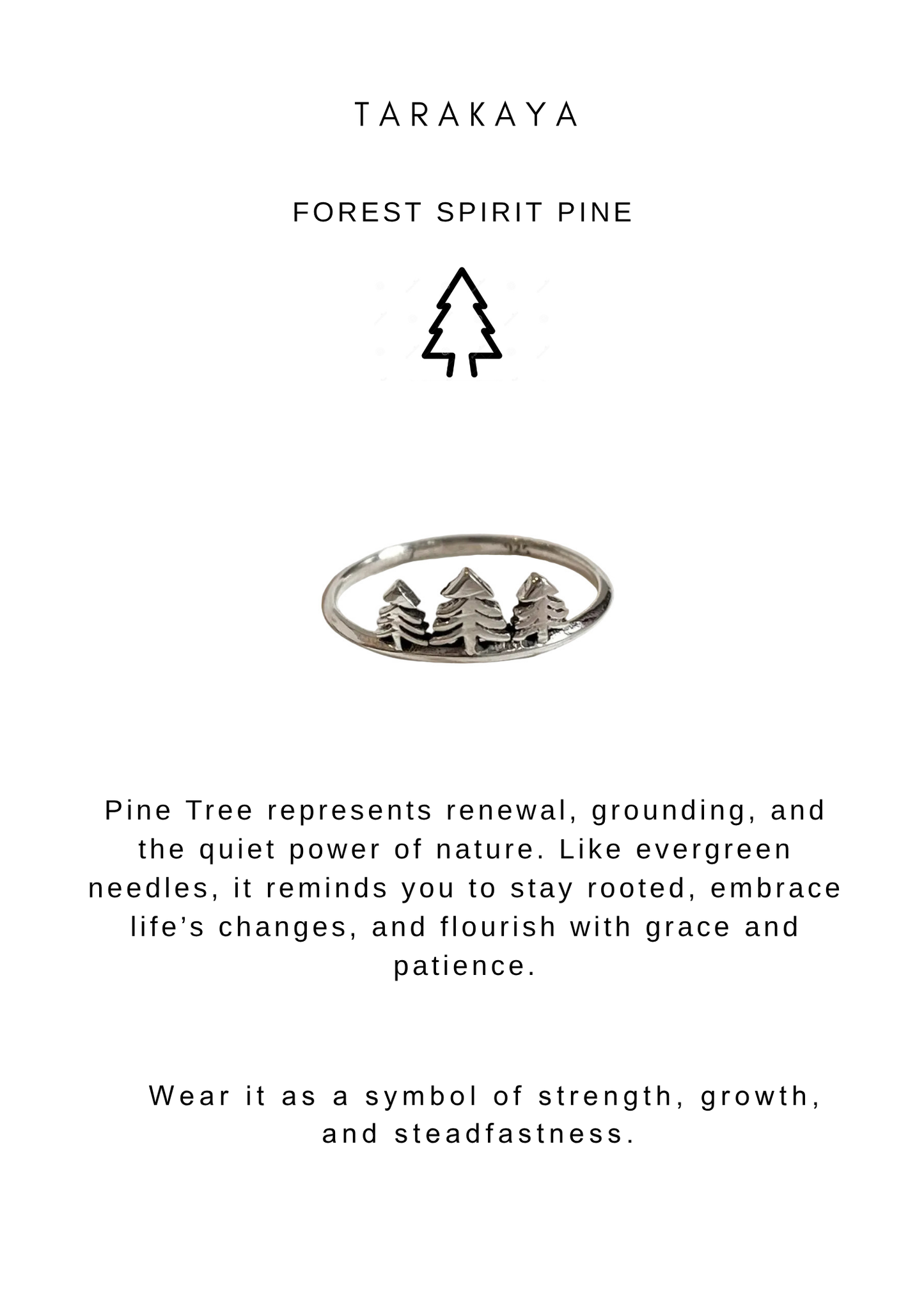 925 Sterling Silver Pine Tree Stackable Ring