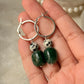 925 Sterling Silver Green Aventurine & Dalmation Jasper Hoops Earrings