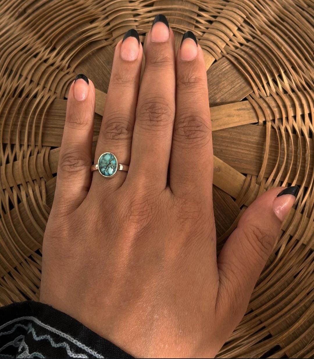 Oval Turquoise Gemstone Silver Ring