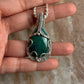 925 Sterling Silver Azurite Pear Wire Wrapped Handcrafted One of a Kind Pendant