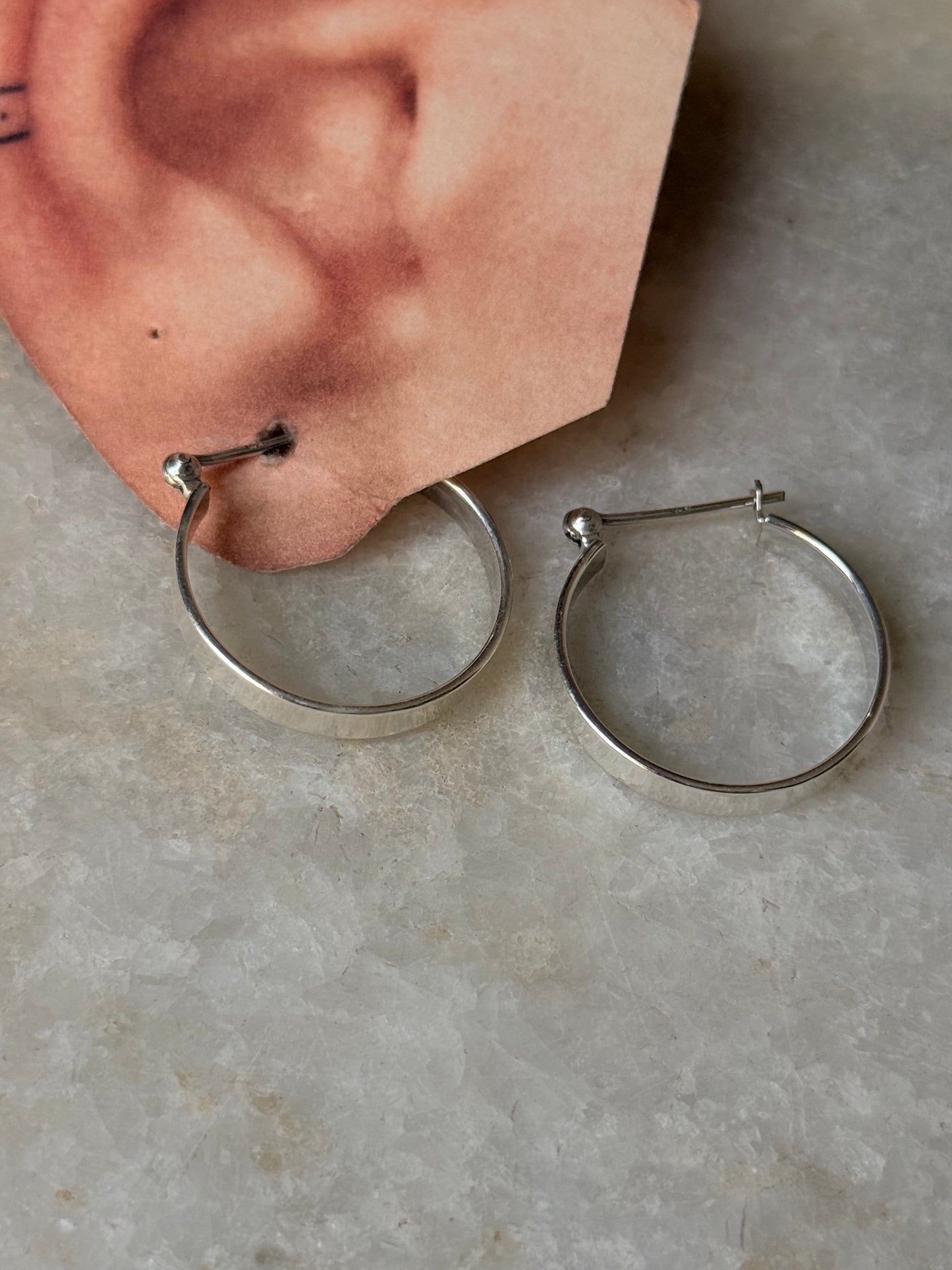 925 Sterling Silver Chunky Italian Rectangular Hoops
