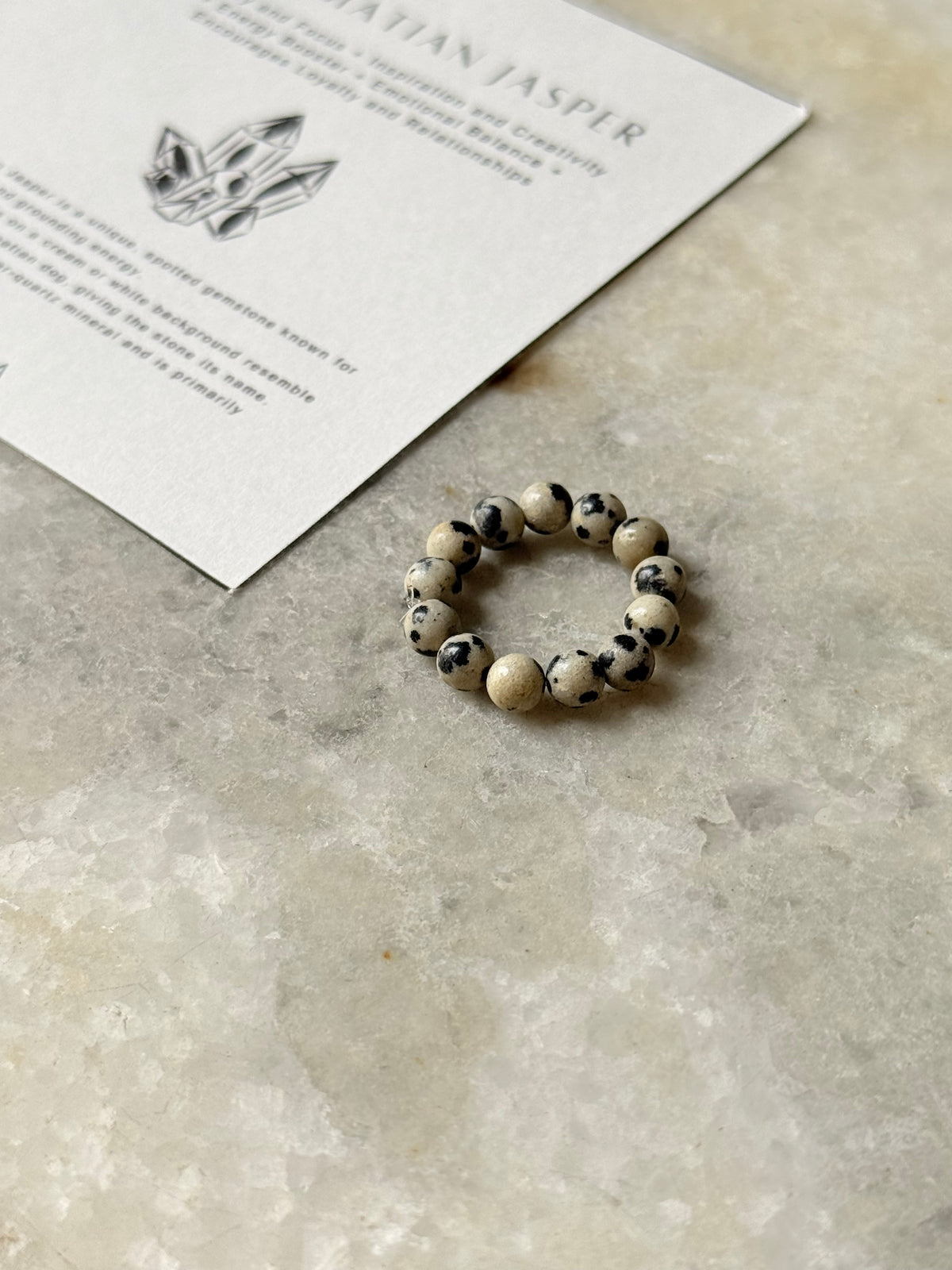 Dalmatian Jasper 4MM Natural Crystal Stretchy Rings