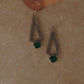 925 Sterling silver Green Onyx Triangle Tribal Earrings