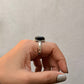 925 Sterling Silver Black Onyx Square Prong Setting Contemporary Style Ring
