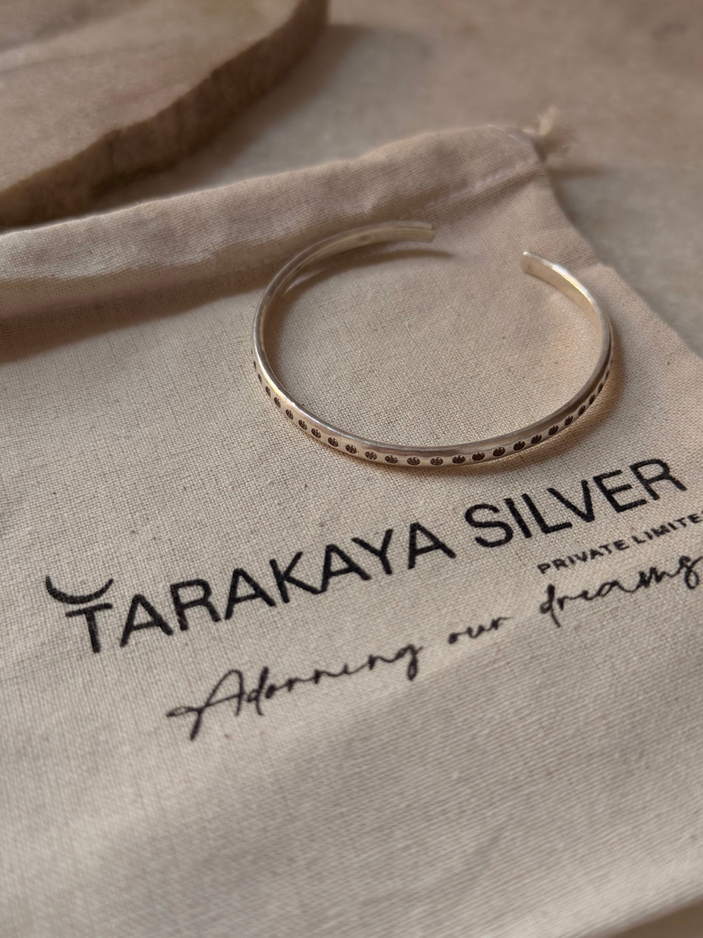 925 Sterling Silver Antique Hill Tribe Floral Handcrafted Adjustable Kada