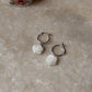 925 Sterling Silver Mother of Pearl Rose Carved Charm Italian Hoops