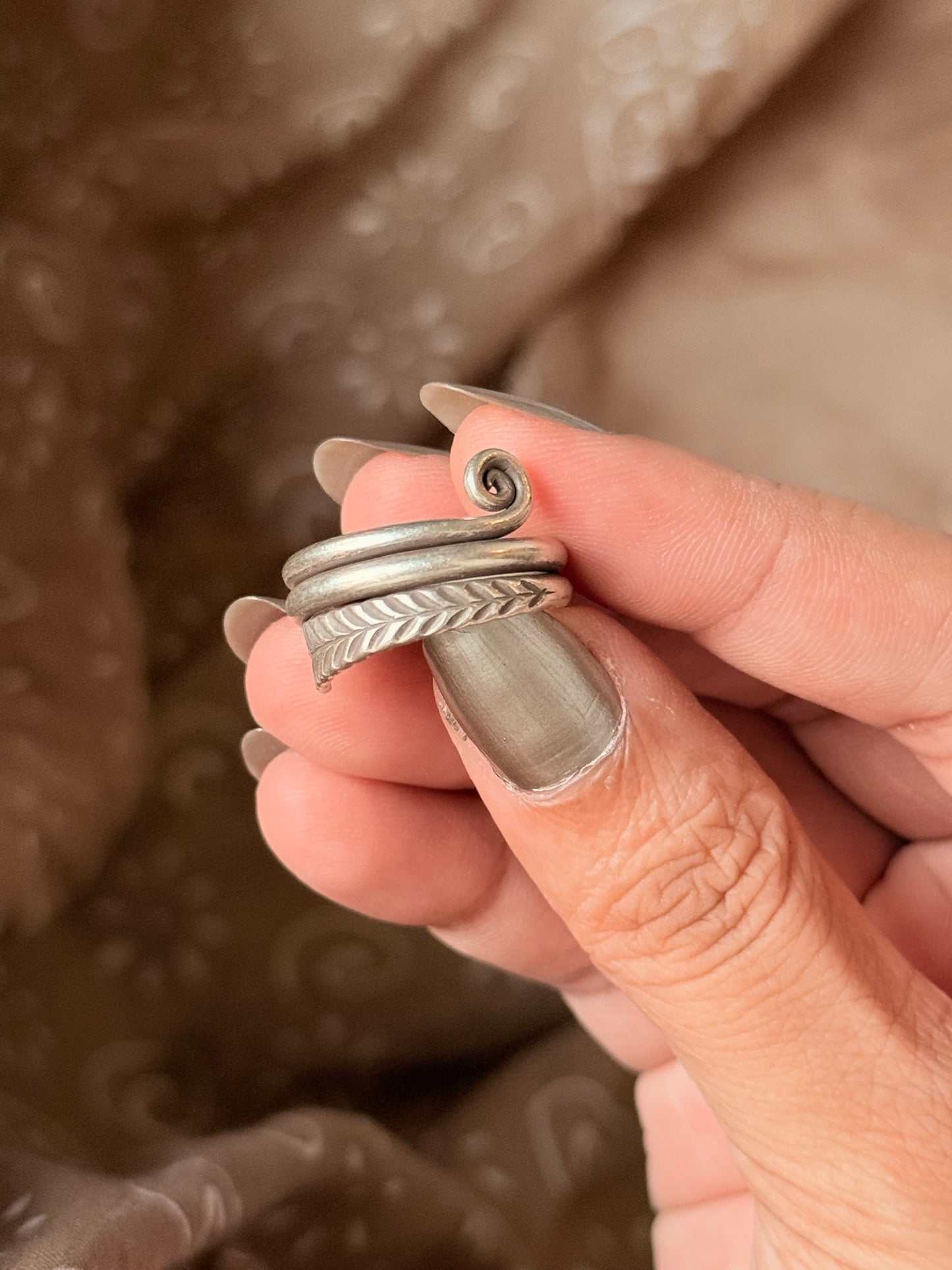 925 Sterling Silver Bohemian Hill Tribe Spiral Handcrafted Adjustable Ring