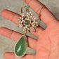 925 Sterling Silver Gold Plated Green Onyx Antique Moissanite Polki Pear Drop Necklace