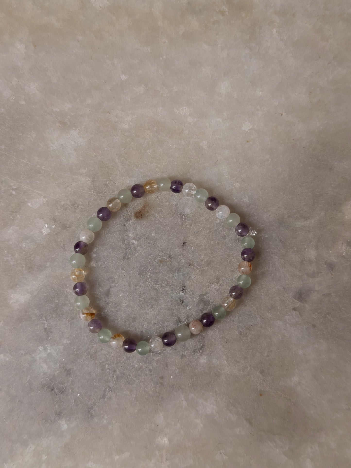 Natural Crystal Citrine, Green Aventurine & Amethyst 4mm Bracelet