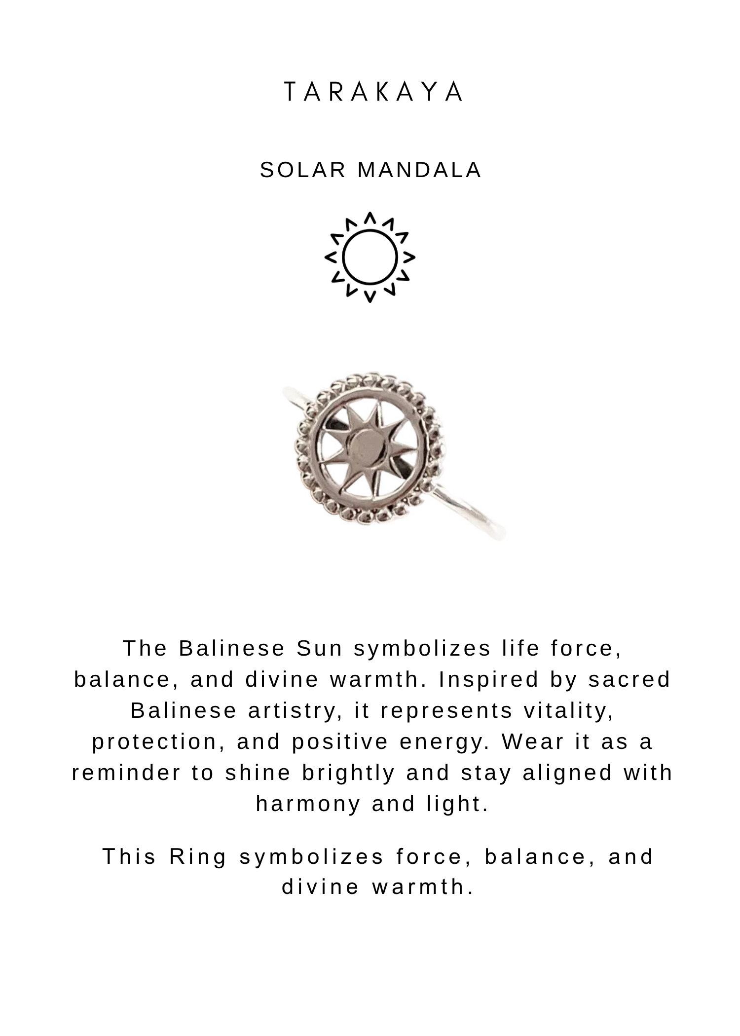 925 Sterling Silver Boho Balinese Sun Ring