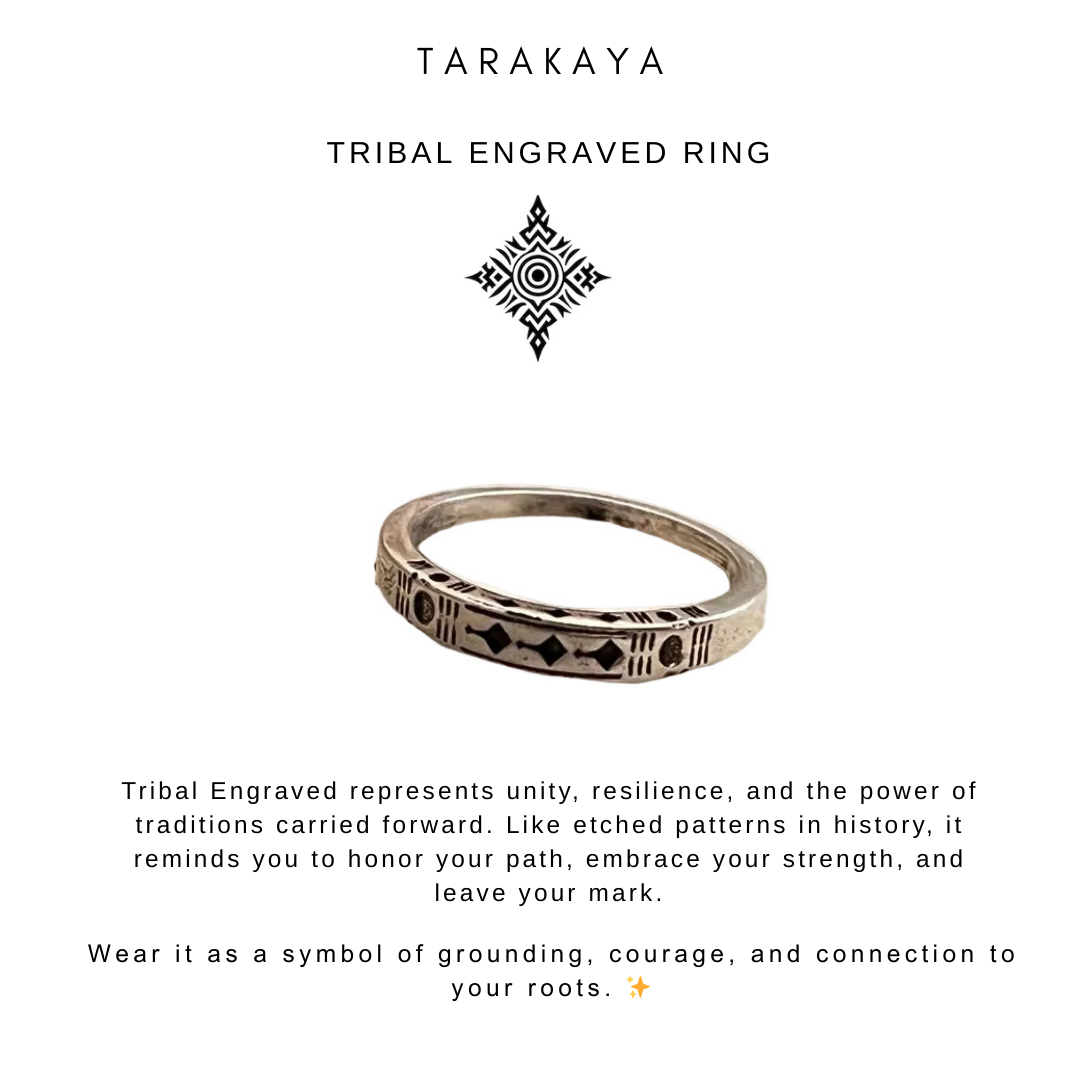 925 Sterling Silver Tribal Engraved Side Boho Stack 1 Ring