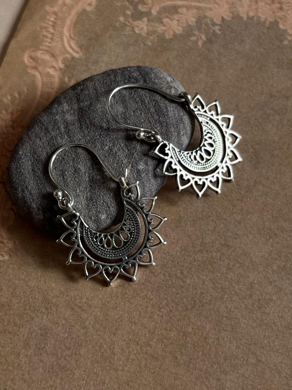 925 sterling silver Sumri Banjara hoop earrings