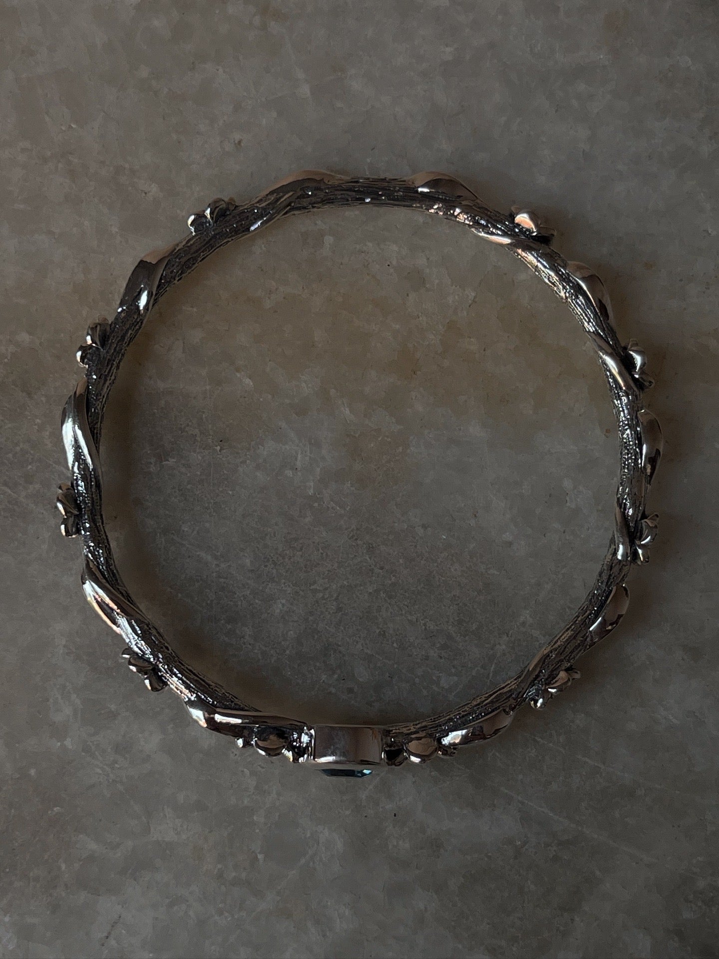 Blue topaz gemstone artisan sterling silver 925 statement bangle