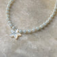 Natural Aquamarine, Shiny Pearls & Mother of Pearl Starfish 925 Sterling Silver Necklace