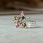 925 Sterling Silver Multi Tourmaline star Ring