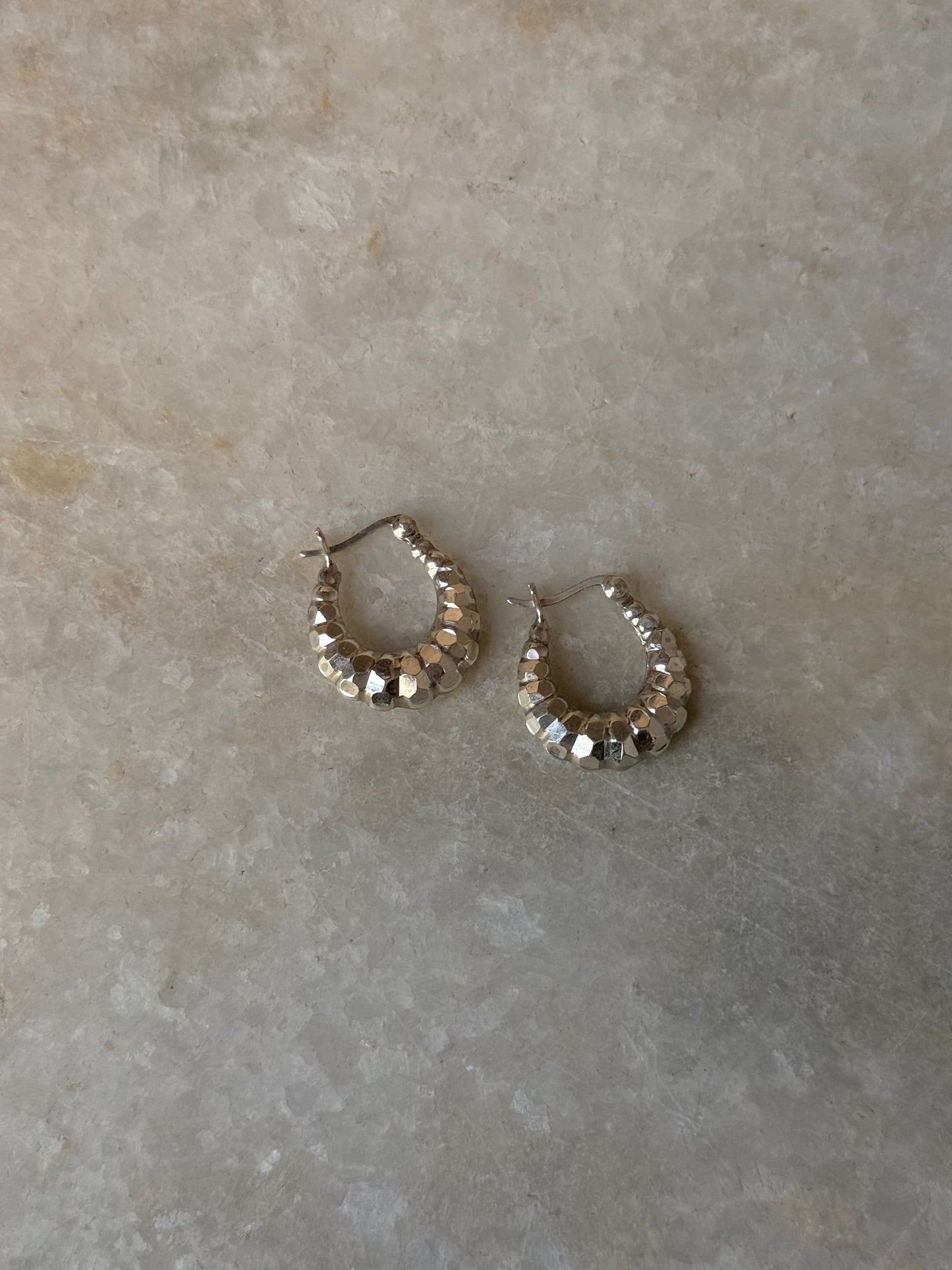 925 Sterling Silver Chunky Italian Disco U Hoops Earrings