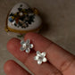 925 Sterling Silver Mother of Pearl Flower Carved Studs