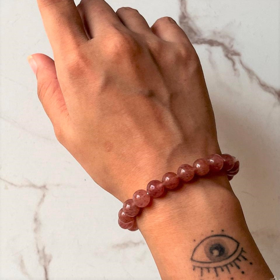 8MM Strawberry Quartz Stone Bracelet 