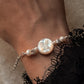 925 Sterling Silver Mother of Pearl Moon Face, Fresh Water Pearls & Silver Stars Self Designed Handcrafted Bracelet