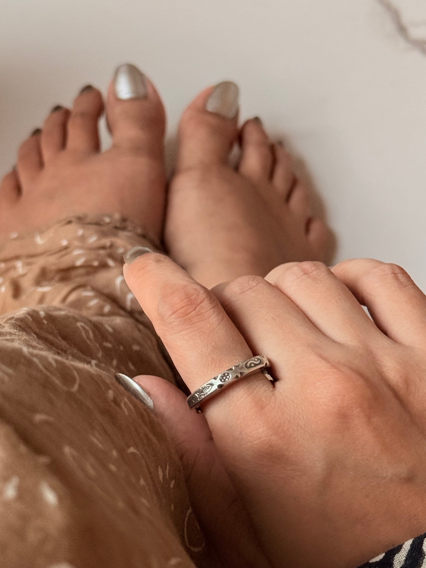 925 Sterling Silver Bohemian Hill Tribe Wild River Handcrafted Adjustable Ring