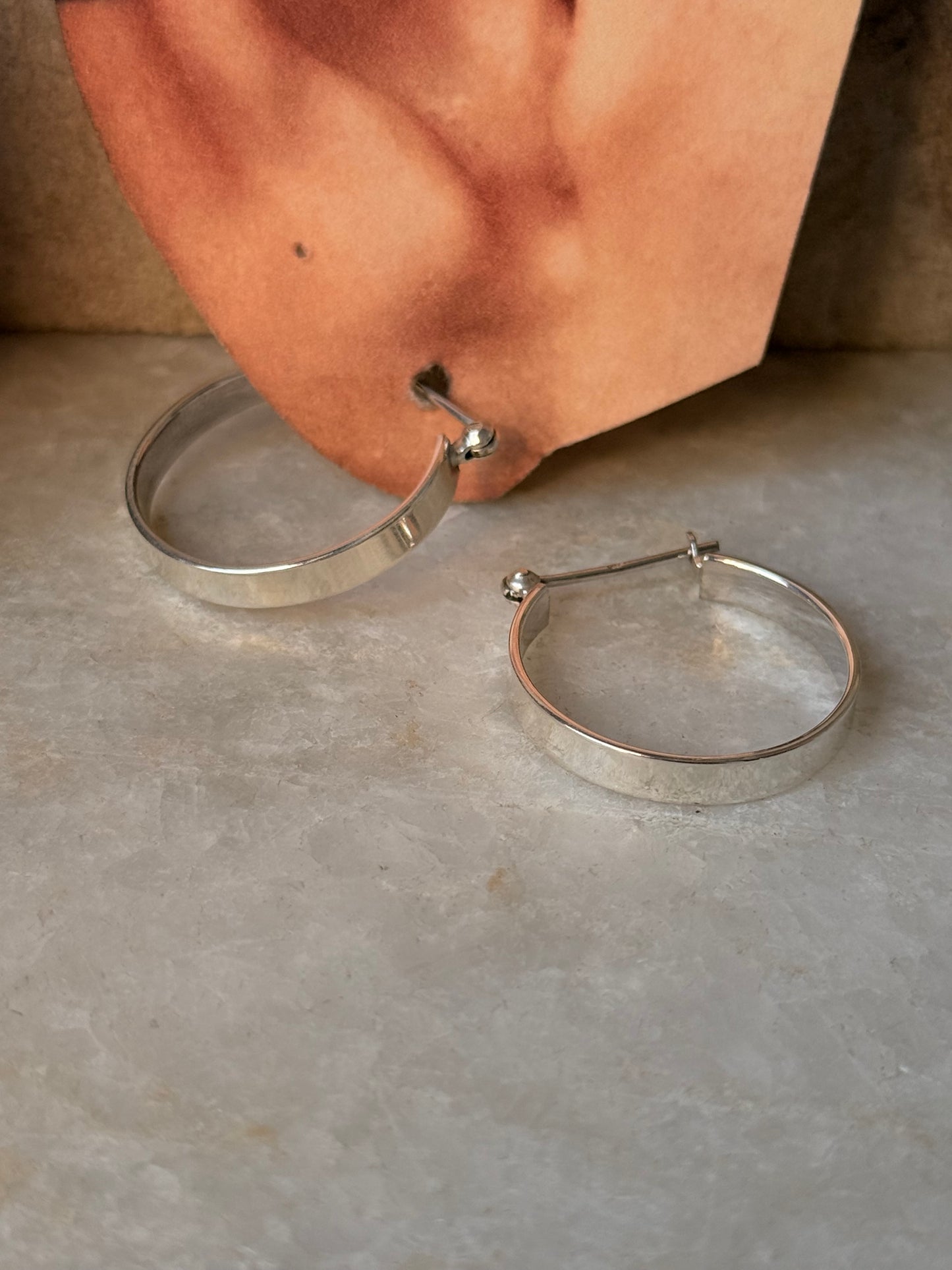 925 Sterling Silver Chunky Italian Rectangular Hoops
