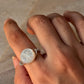 925 Sterling Silver Mother of Pearl Moon Face Wire Wrapped Handcrafted Ring