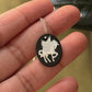 925 Sterling Silver Black Onyx, Mother of Pearl Unicorn Carved Handcrafted Necklace