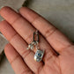 925 Sterling Silver Flip Mobile Phone, White Topaz North Star and Silver Bead With Italian Rectangular Charm Connector
