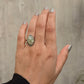 925 Sterling Silver Prehnite Oval Rawa Boho Ring