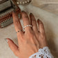 Natural Crystal Stretchy Shiny Basra Pearl & Black Spinel Silver Ball Rings